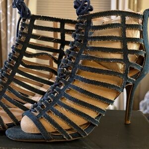 Stylish Denim Strappy Heels